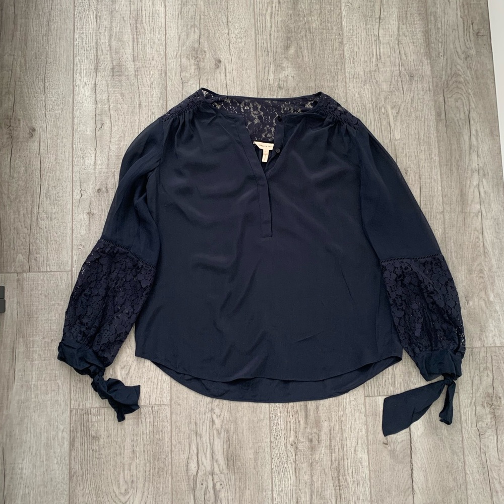 Rebecca Taylor Navy Silk Blouse